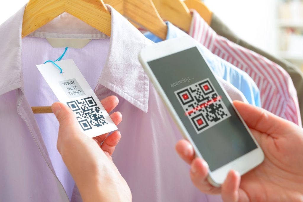 Clothing barcode being scanned