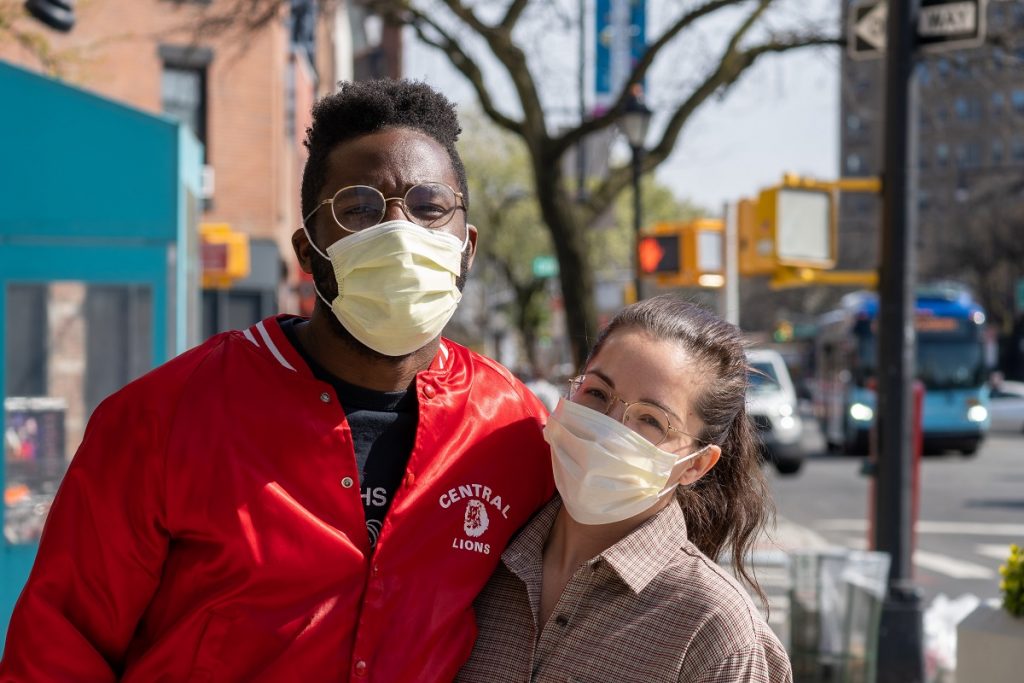 couple with face mask