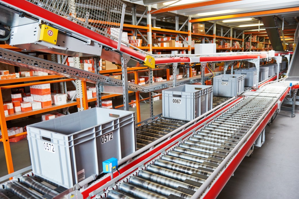 conveyor belt at a warehouse