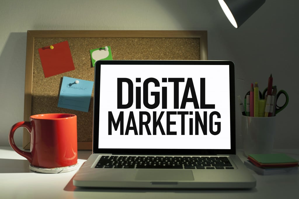 digital marketing on a laptop screen