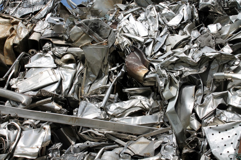 scrap metal in a surface scattered about
